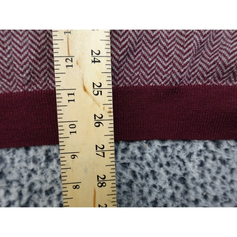 Brooks Brothers Sweater Vest Mens Large Burgundy Merino Wool Chevron V-Neck